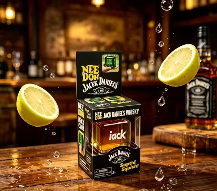 Squishy Cube Jack Daniels Logo