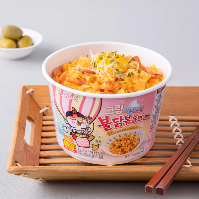 Buldak Artificial Spicy Chicken Flavor Ramen Cream Carbonara Flavor (6 Big Bowls) 
