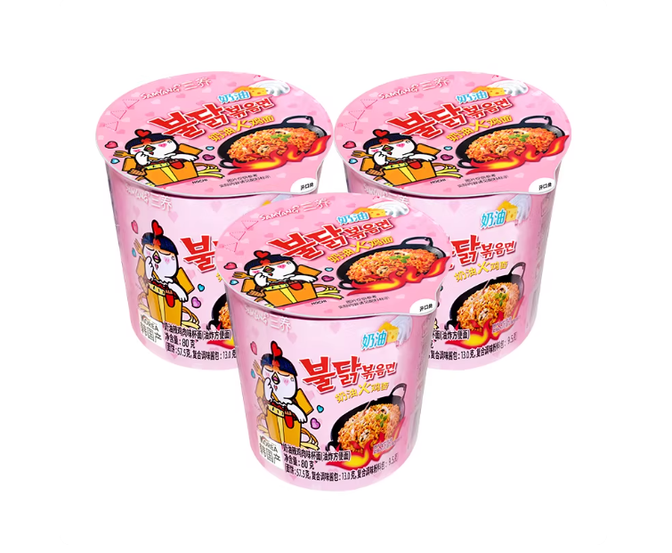 Buldak Artificial Spicy Chicken Flavor Ramen Rose Flavor (6 Big Bowls)  